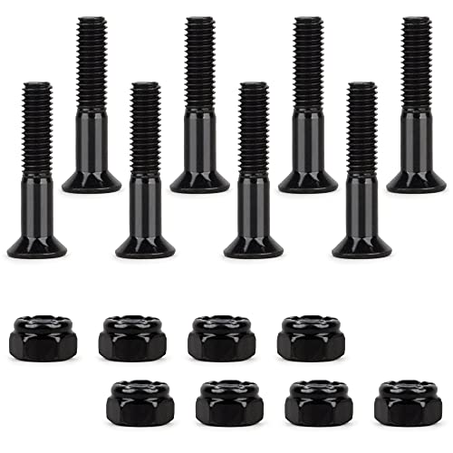 Bybaiz 1 Inch Black Skateboard Hardware For Skateboard & Longboard Trucks 8 Pieces/Set Screw Nuts Screws Nut (1Inch Black 8Pcs) #TOP1