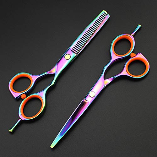 5,5 Zoll 4-Farben-Set zum Effilierscheren für den Haarschnitt, Friseurschere mit flach geschnittenen Zähnen, Friseurschere, Haarschneideschere (Gold) (Schwarz)