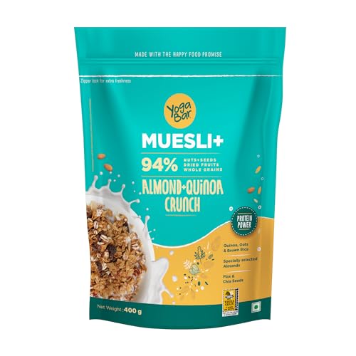 Image of Yogabar Breakfast Cereal & Muesli | Fruits Nuts and Seeds | Almond + Quinoa Crunch | 400g Each