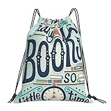 GTTDFASJ Mochilas para tantos libros y tan poco tiempo informales portátiles con cordón con bolsillo para guardar libros para hombres mujeres y estudiantes.