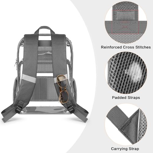 Image of PAMANO Clear Backpack, Heavy Duty Transparent Reinforced Bottom See Through for College, Travel Work Security