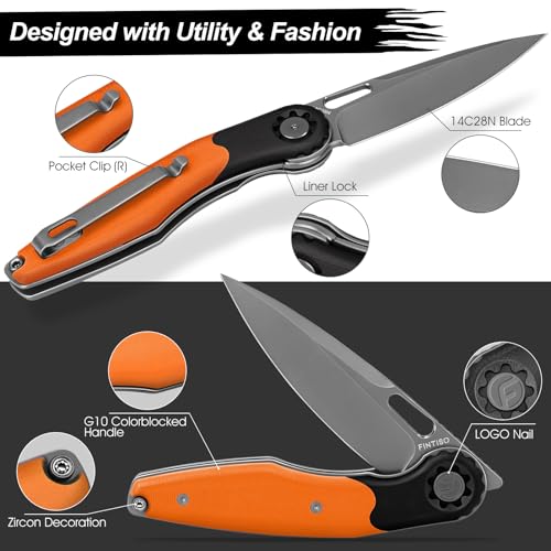 Pocket-Knife-35-Folding-Knife-Premium-14C28N-Blade-Bicolour-G10-Handle-Design-with-Pocket-Clip-for-Men-Women-Small-EDC-Knife-for-Camping-Hunting-Hiking-Survival-and-Outdoor-Activities