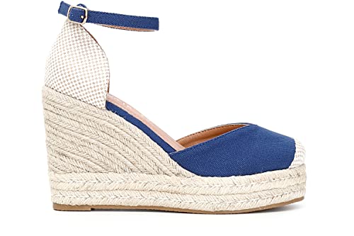 Chaussures en toile sur corde Cafè Noir C1HH9260 compensées col en V pour style bohème chic estival