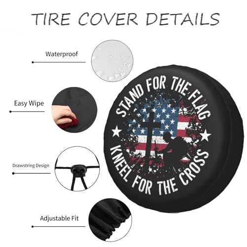 Image of RV Trailer Tire Cover with American Flag - Waterproof, Dustproof, Universal for SUV Truck Travel, 15 Inch