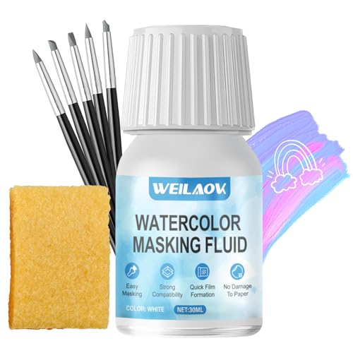 Masking Fluid for Watercolour Painting Masking Fluid Liquid Maskings Fluids maskings fluids Keeps Areas Free of Colour and Edges Crisp White - 30ml