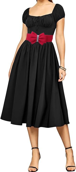 Women's Vintage Bow knot Wide Elastic Stretchy Cinch Belt Waistband for Dress Jeans 5