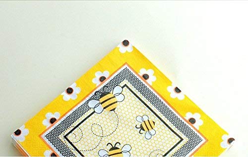 Wallye Bumble Bee Napkins, For What Will It Bee Gender Reaveal, Baby Shower, Honey Bee Themed Birthday Party, 20 Pack #TOP2