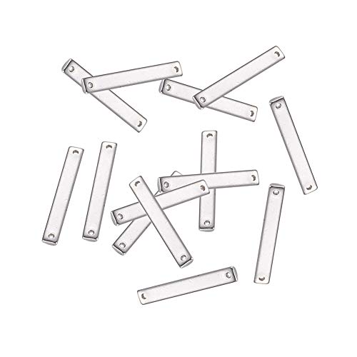 PH PandaHall 100pcs Stainless Steel Straight Bar Small Link Connector Rectangle Shape Charm