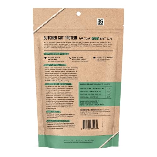 Vital Essentials Salmon Bites Dog Treats, 5 oz | Freeze-Dried Raw | Single Protein | Premium Quality High Protein Training Treats | Grain Free, Gluten Free, Filler Free