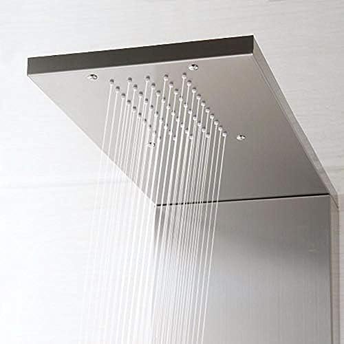 Columna de ducha de pared con grifo monocomando, efecto lluvia y cascada, en acero inoxidable miniatura 3