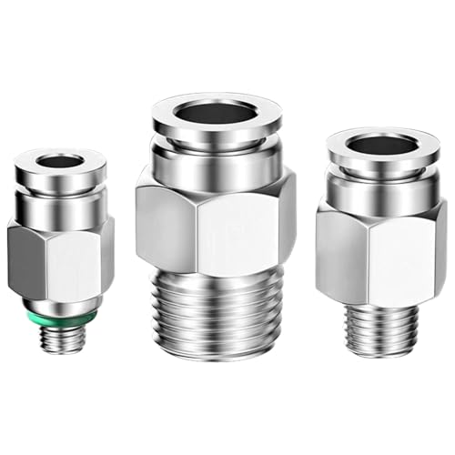 NANLACH PNEUMATIC 304 Stainless Steel Male Straight 12mm Tube OD x 3/8 Inch NPT Thread Push to Connect Fittings (Pack of 2)