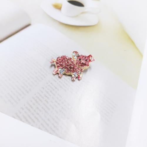 Image of Exquisite Cartoon Pig Cute Brooch Pins Pink Cubic Zirconia Rhinestone Corsage Jewelry Lovely Animal Lapel Pin Clothes Bags Backpacks Jacket Badge Accessories for Women Men Teen Girls Promise Gifts