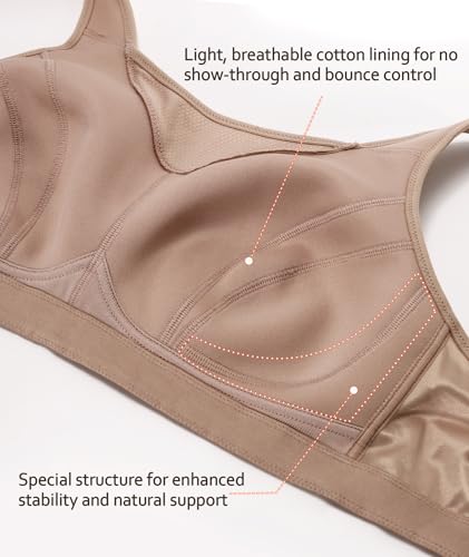 DotVol Women's High Impact Wireless Full Coverage Plus Size Everyday Sports Bra4