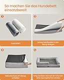 Feandrea Orthopädisches Hundebett, Hundekissen, Hundekorb, weiche Polsterung, Hundesofa, erhöhte Ränder, Bezug abnehmbar und waschbar, 120 x 85 x 18 cm, rutschfeste Unterseite, hellgrau PGW078G02V1
