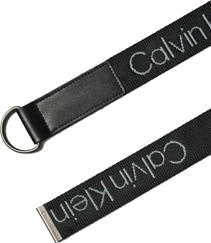 Calvin Klein Herren Gürtel Double D-Ring Webbing Belt 38Mm mit Logo, Schwarz (Black/Matte Gunmetal), 85 cm – Ansicht 2