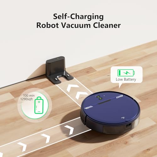 Image of Robot Vacuum Cleaner, Smart Robotic Vacuum Wi-Fi Connected, App Control, Compatible with Alexa and Google Assistant, Automatic Self-Charging Robot Vacuum Perfect for Pet Hair, Carpets and Hard Floors