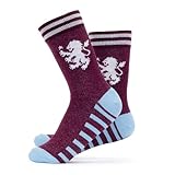 The Gift Scholars Chaussettes blanches sous licence officielle Aston Villa Crest pour homme et femme | Taille adulte Sport Villans Fan Merchandising, Villa Claret, 4-7