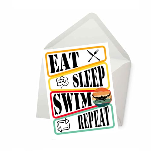 Eat Sleep Swim Repeat Greeting Card for Swimmers (5x7)