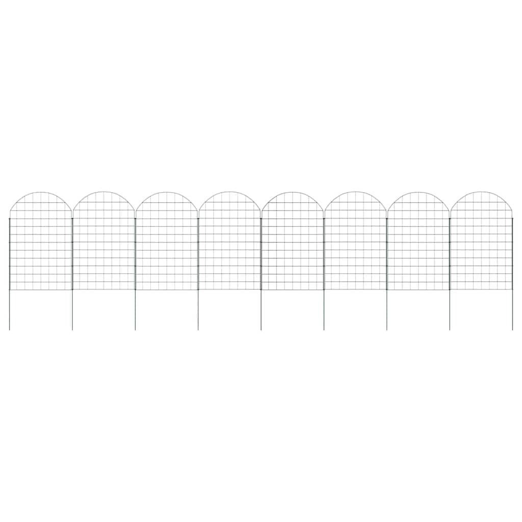 Recinzione per stagno, set da 8 pezzi, design moderno, verde, 50 x 80 cm, in acciaio resistente alle intemperie, durevole recinzione da giardino per stagni, aiuole e terrazze