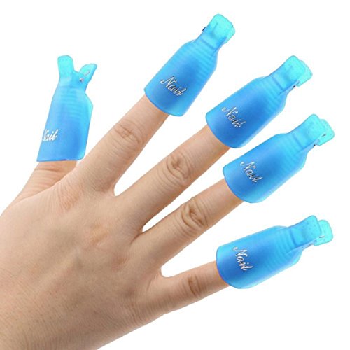 Lookatool 10PC Plastic Nail Art Soak Off Cap Clip UV Gel Polish Remover Wrap Tool (Blue)