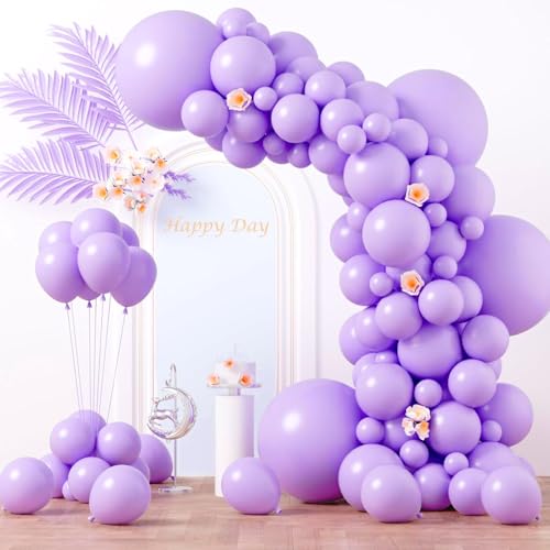 Image of Voircoloria 130pcs Pastel Purple Balloons Different Sizes 18 inch 12 inch 10 inch 5 inch Light Purple Latex Balloon Garland Arch Kit for Birthday Baby Shower Graduation Wedding Gender Reveal Party Decorations