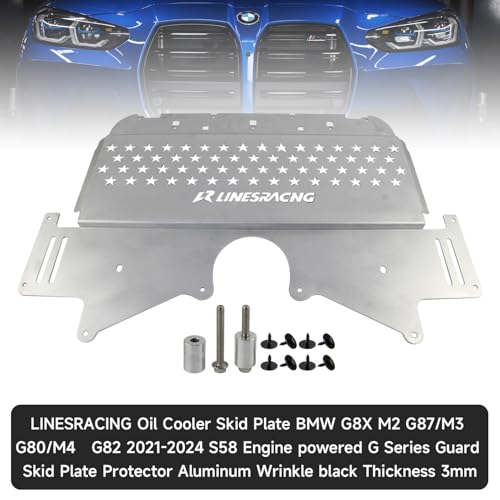 Image of Oil Cooler Skid Plate Compatible with BMW G80 G82 M3 M4 G87 M2 2021-2024 Aluminum Silver