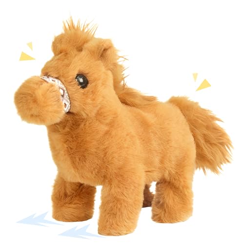 Easfan Walking Pony Toy Plush Interactive Pony with Sound Tail Wagging Stuffed Animal Christmas Birthday Gifts for Kids Toddlers