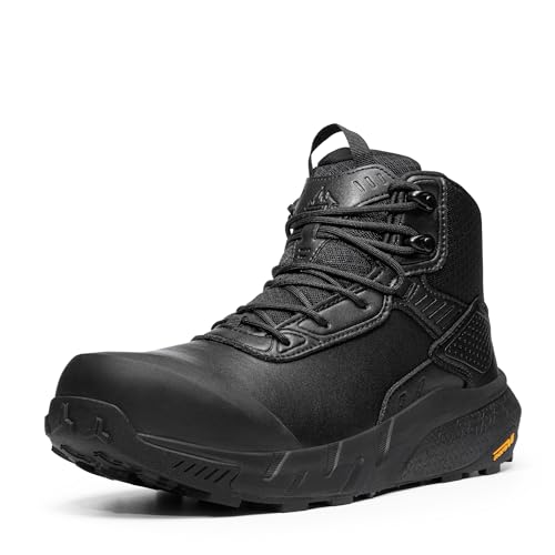 NORTIV 8 Composite Toe Boots for Men – Waterproof Lightweight Non-Slip ASTM F2412-24 & ASTM F2913-24 Safety Work Boots for Warehouse & Construction, VaporGuard-Nano,Size 12,Black,NMUMIB2507