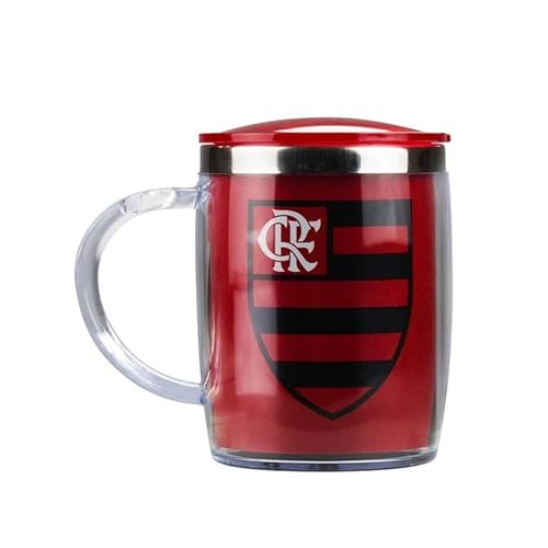 Caneca Térmica Com Tampa 2 Lado Vermelho E Preto Copo Time Torcedo 450ml - Flamengo