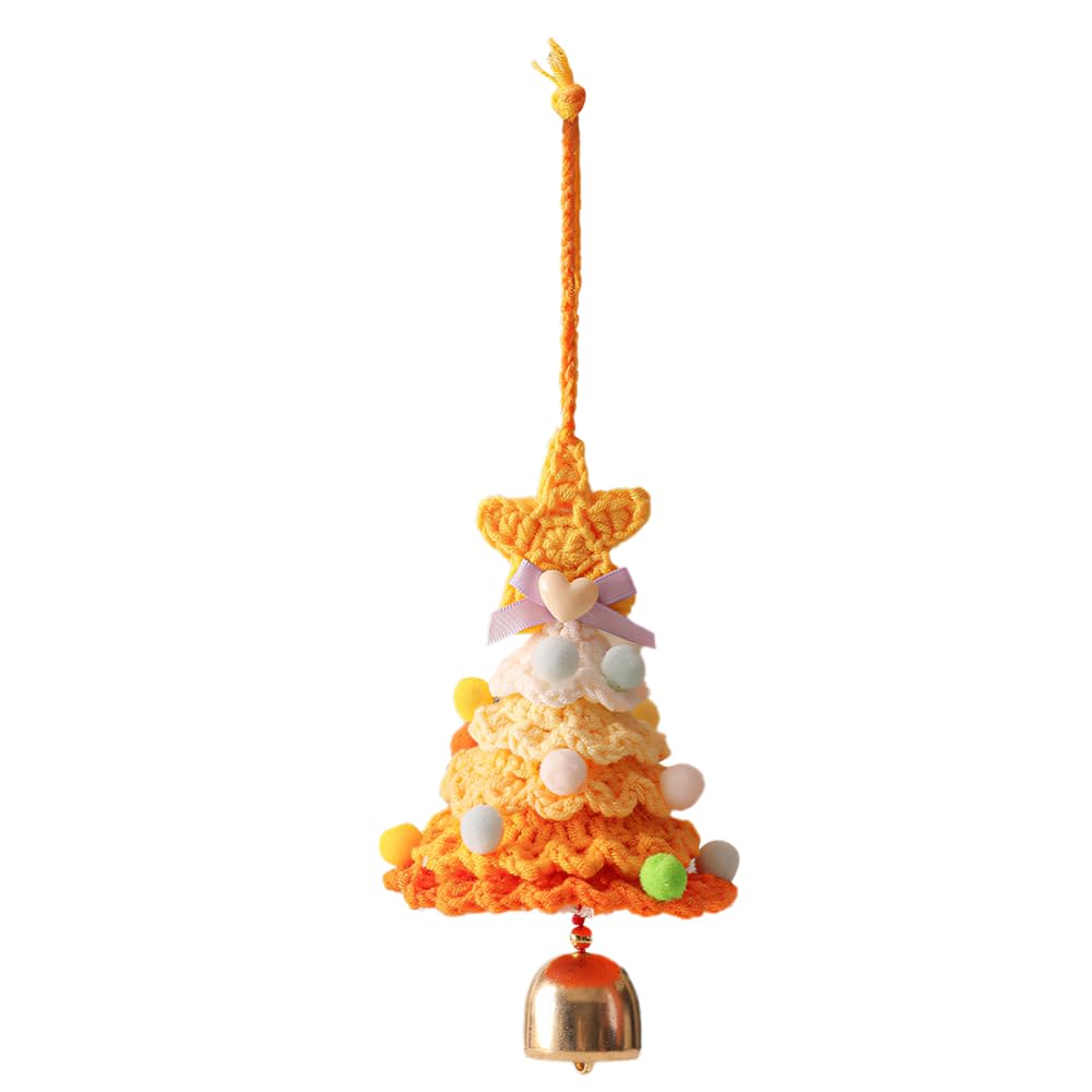 Mioyoow Color F Crochet Christmas Tree Decoration, Knitting Xmas Tree Pendant With Bell For Holiday Hanging In Door, Car, Window