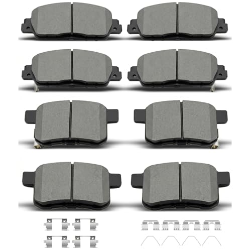 Image of 8pcs Ceramic Front Rear Brake Pads w /Clips Fit for 2013-2017 Honda Accord | D1451 D1654 for 2013 2014 2015 2016 2017 Honda Accord,Squeal Free Low Dust
