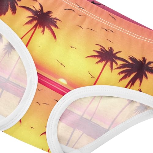 Designer Girls Underwear Toddlers 2t Cotton Little Girl Panties Tropical Sunset Palm Trees Shore Briefs Girls Undies4