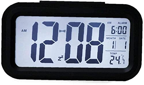 Réveil numérique rectangle LED noir et blanc avec calendrier intelligent