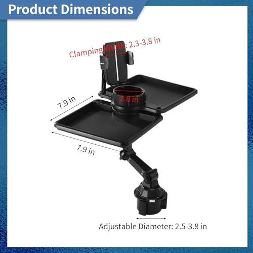Bandeja para comida y portavasos para carro ajustable 360° miniatura 4