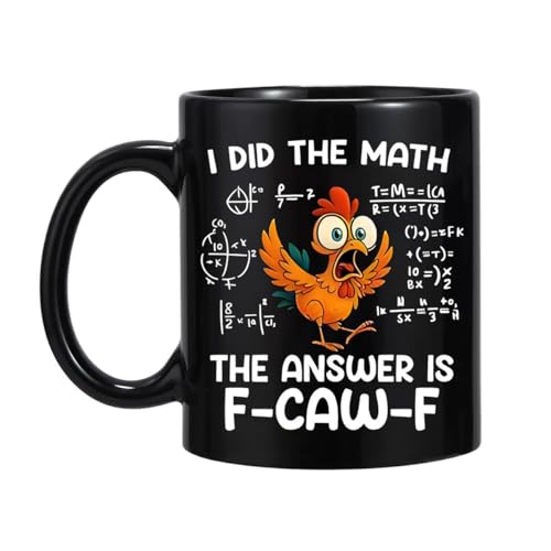 ANOVEL F-Caw-F Funny Chicken Mug,White Elephant Gifts Hilarious FCawF Ceramic Coffee Cup for Men & Women,11oz Humor Coffee Mug (Caw08)