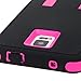 E LV Case for Galaxy Note 4 - Full Body Hybrid Armor Protection Case Cover for Samsung Galaxy Note 4 - Black/HOT Pink