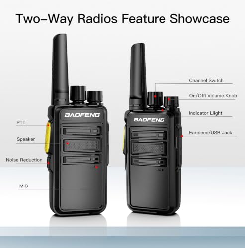Image of BAOFENG Radio 6 Pack Long Range Walkie Talkies for Adults, Rechargeable Two-Way Radios Walkie Talkies with Earpiece for School,Church,Cruise