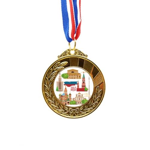 Medalla de oro de Rusia con cinta de primer puesto premio para torneos