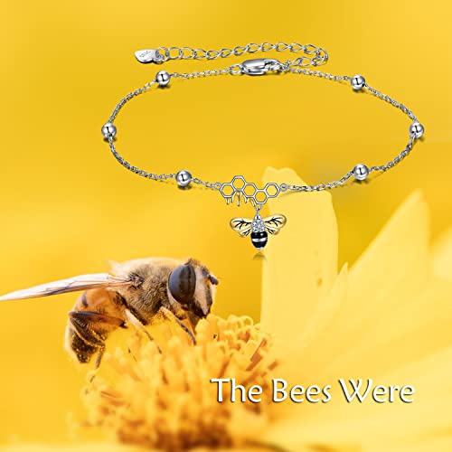 Image of YAFEINI Anklet Bracelets for Women Girls Sterling Silver Hummingbird /Dragonfly /Butterfly Link Chain Anklets Jewelry Gifts