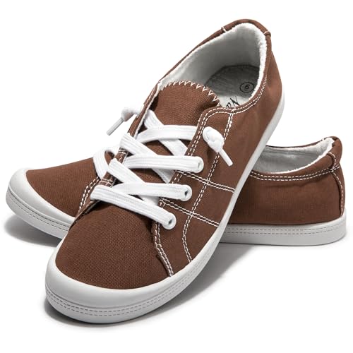 Image of Womens Slip On Shoes, Canvas Low Top Sneakers, Casual Classic Flat Shoes | Comfort Fashion Sneaker with Non Slip Rubber Outsole, Lightweight Tennis Shoes for Walking, Shopping, Picnic, Travel