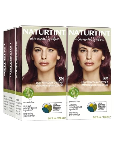 Naturtint 5M Light Mahogany Chestnut Permanent Hair Color (Pack of 6), Ammonia Free, Vegan, Cruelty Free, up to 100% Gray Coverage, Long Lasting Results (Packaging may vary)