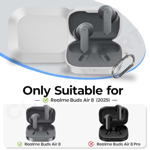 Image of Soft Silicone Case Cover Compatible for Realme Buds Air 8 (White)