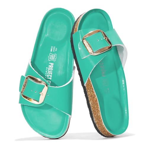 Image of Project Cloud 100% Genuine Leather Sandals Women Dressy Beach Essentials Slides for Women Footwear - Lightweight with Memory Foam Insole Sandals for Women 2026 - Womens Slides