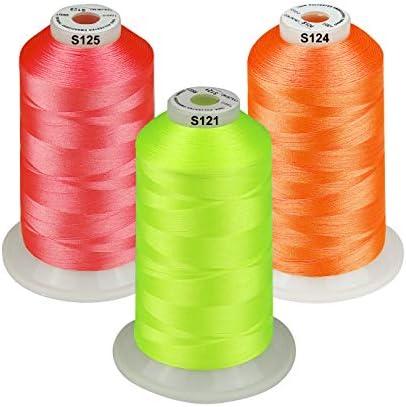 Simthread - 33 Selections - Various Assorted Color Packs of Polyester Embroidery Machine Thread Huge Spool 5500Y for All Sewing Embroidery Machines - NEON