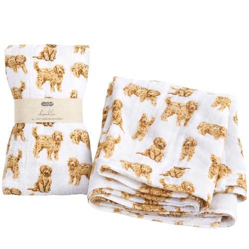 Image of Mud Pie Golden Doodle Print Baby Swaddle Blanket, 47" x 47",