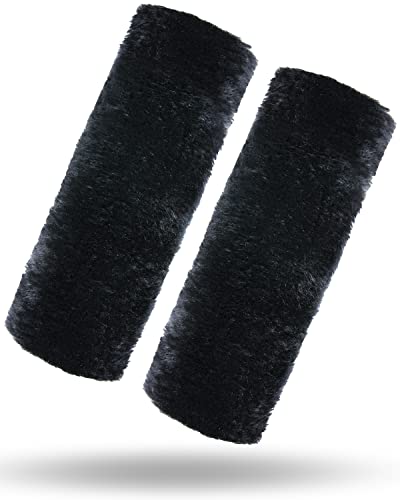 Belinous Authentic Sheepskin Car Seat Belt Cover, Soft Shoulder Seat Belt Pad, Seat Belt Neck Protector, 2 Pack (Black) #TOP12