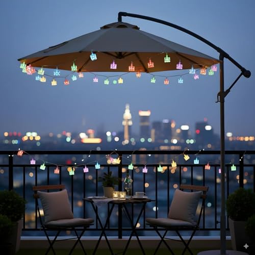 Image of One94Store 14 LED, 3 Meter Ice Cube String Lights - Multicolor Fairy Lights | AC Powered, Waterproof Decorative Lights for Home decore, Diwali & Festive Decore (Multicolor)