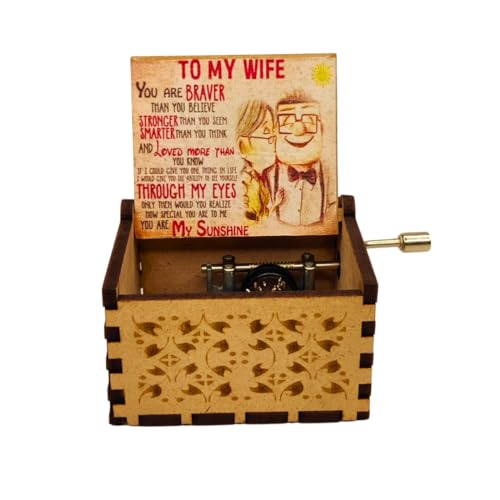 Image of Zesta Sunshine Wooden Musical Box Gift | Vintage Music Crank Mini Collectible for Girlfriend, Boyfriend, Husband, Wife | Unique Musical Gifts for Music Lovers | Classic Wooden Box