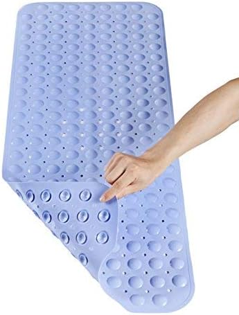 NTTR Extra Long Bathtub Mat Non Slip Bath Mat Tub Mat Simple Deluxe Shower Mats, Machine Washable(Blue,16 W x 40 L Inches)