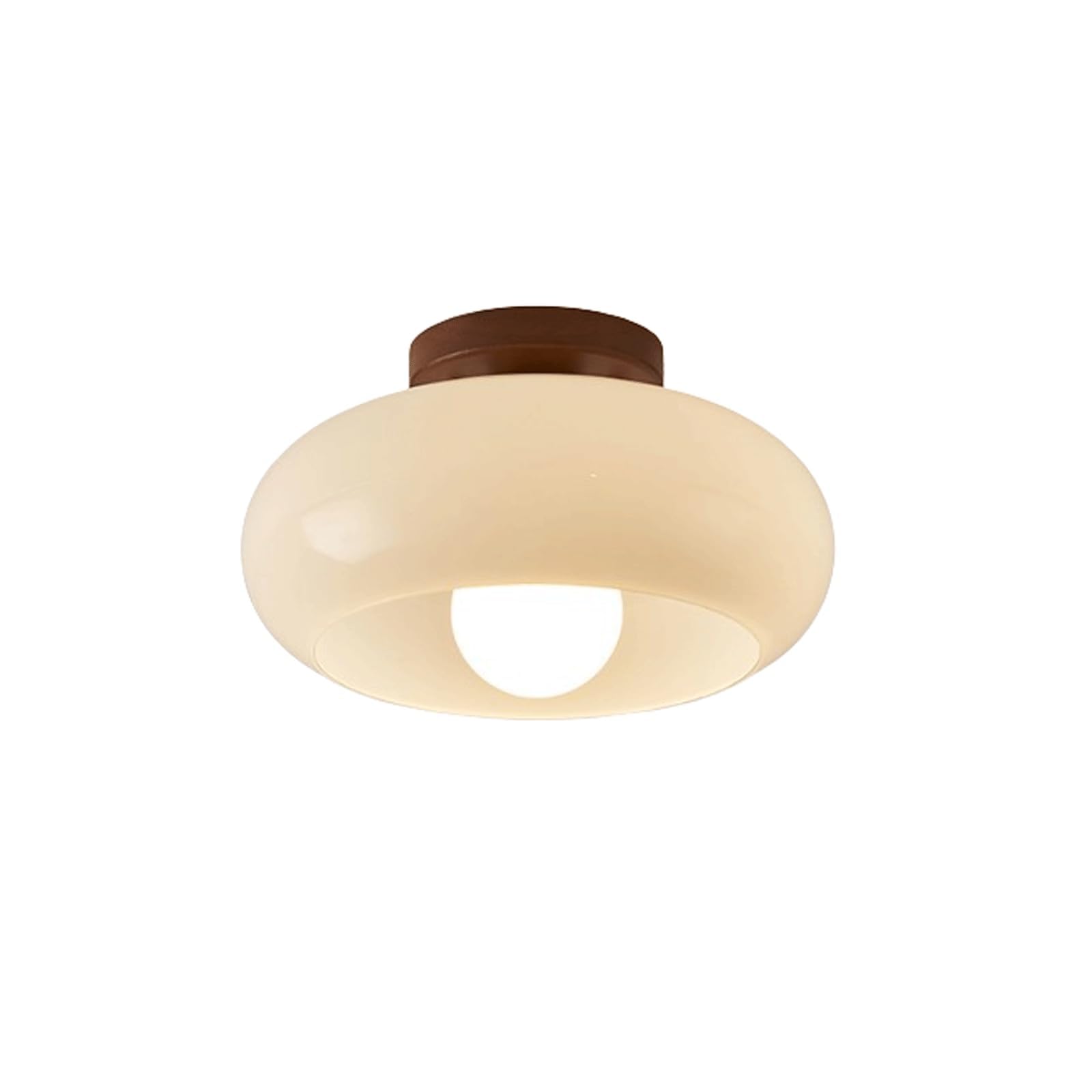 Plafonnier en verre blanc E27 anti-éblouissement pour plafond bas